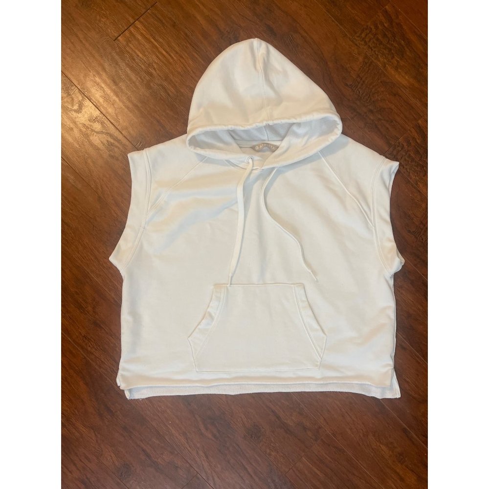 Athleta Womens Top White Sleeveless Spar Fleece Hoodie Size Medium